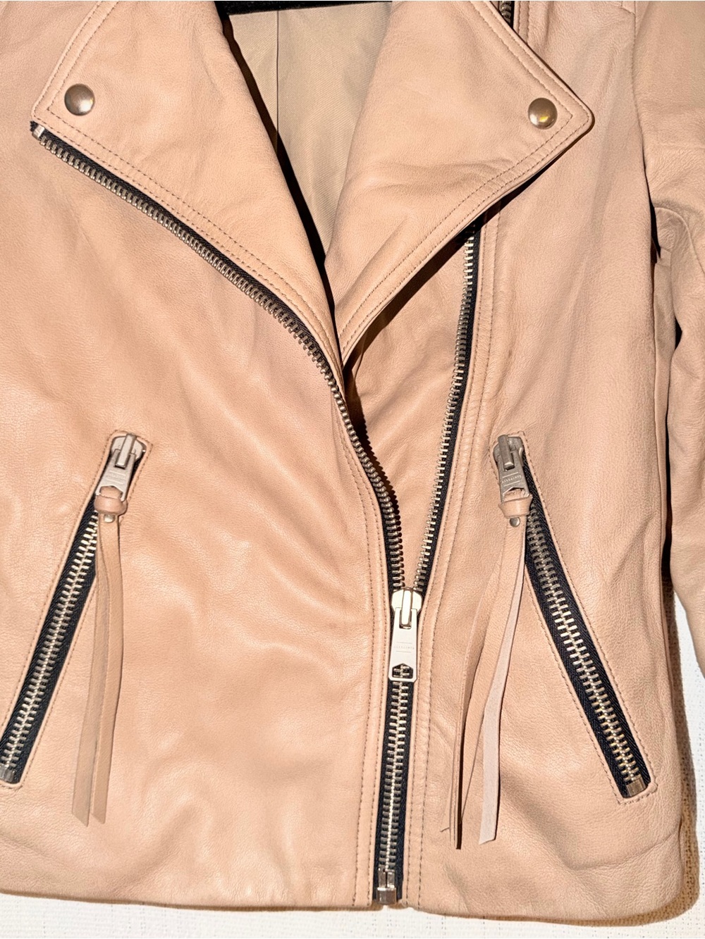 All Saints Dalby leather biker jacket 00 - Picture 3 of 12